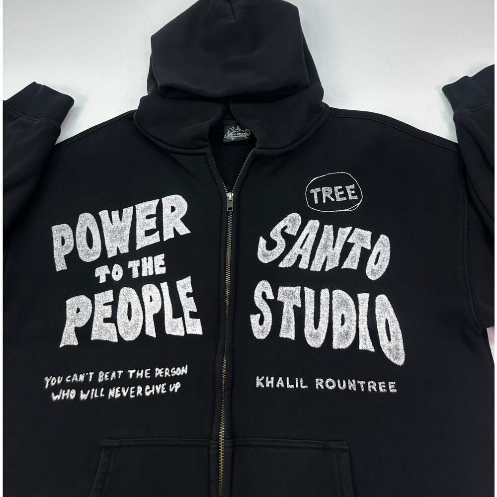 Santo Studio Khalil Rountree “Power to the People” Graphic Zip Hoodie Size M - Picture 3 of 11